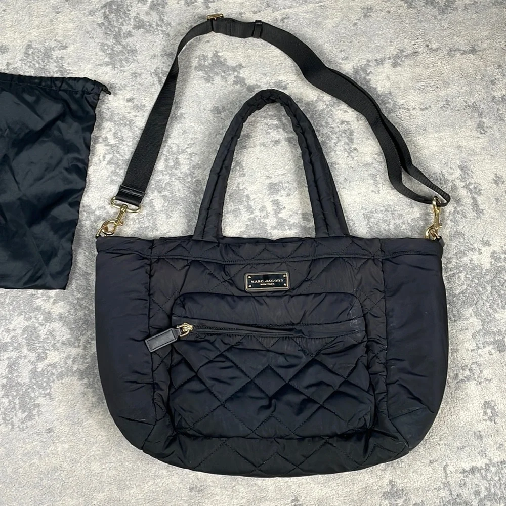 Marc Jacobs Quilted Nylon Baby Diaper Bag Travel Commute Duffle Black